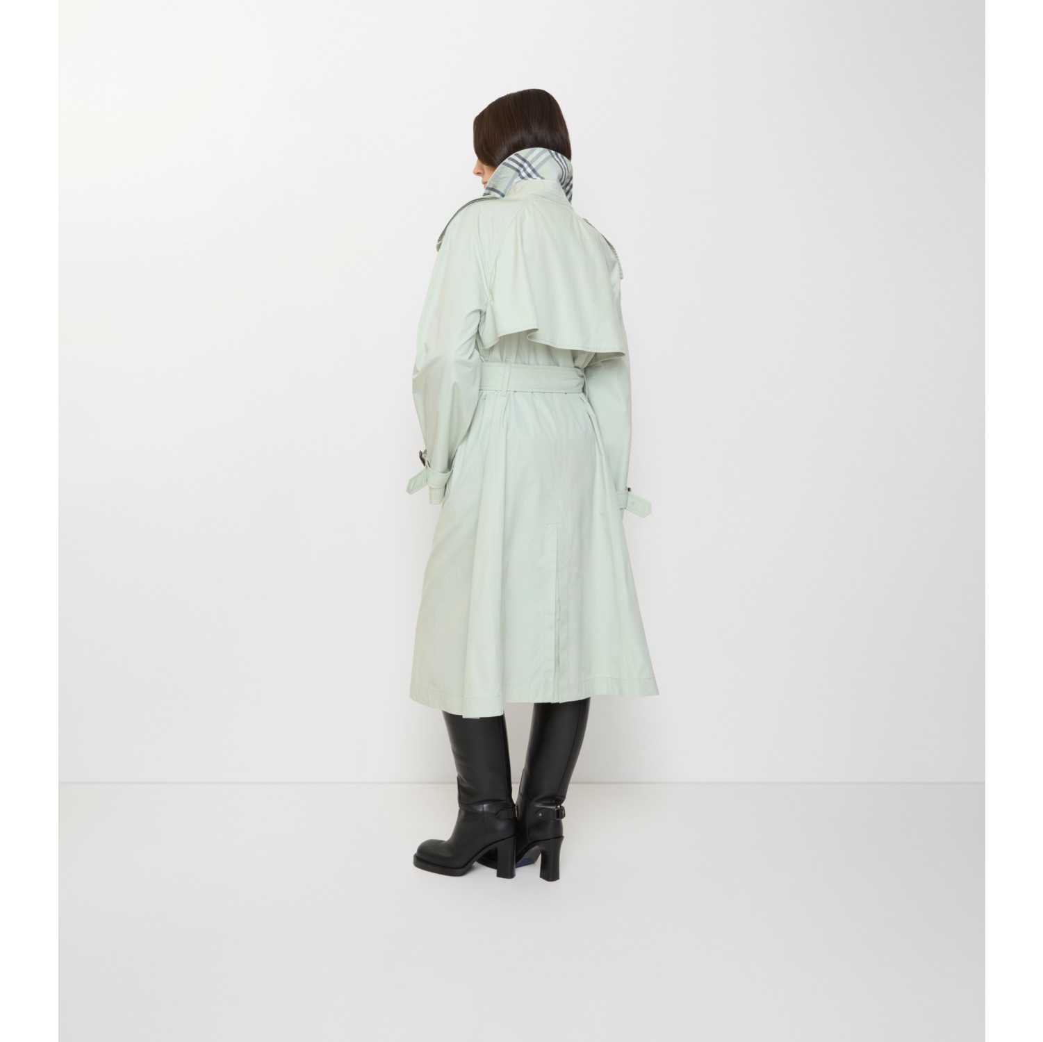 Long Lightweight Cotton Fitzrovia Trench Coat in Seafoam green