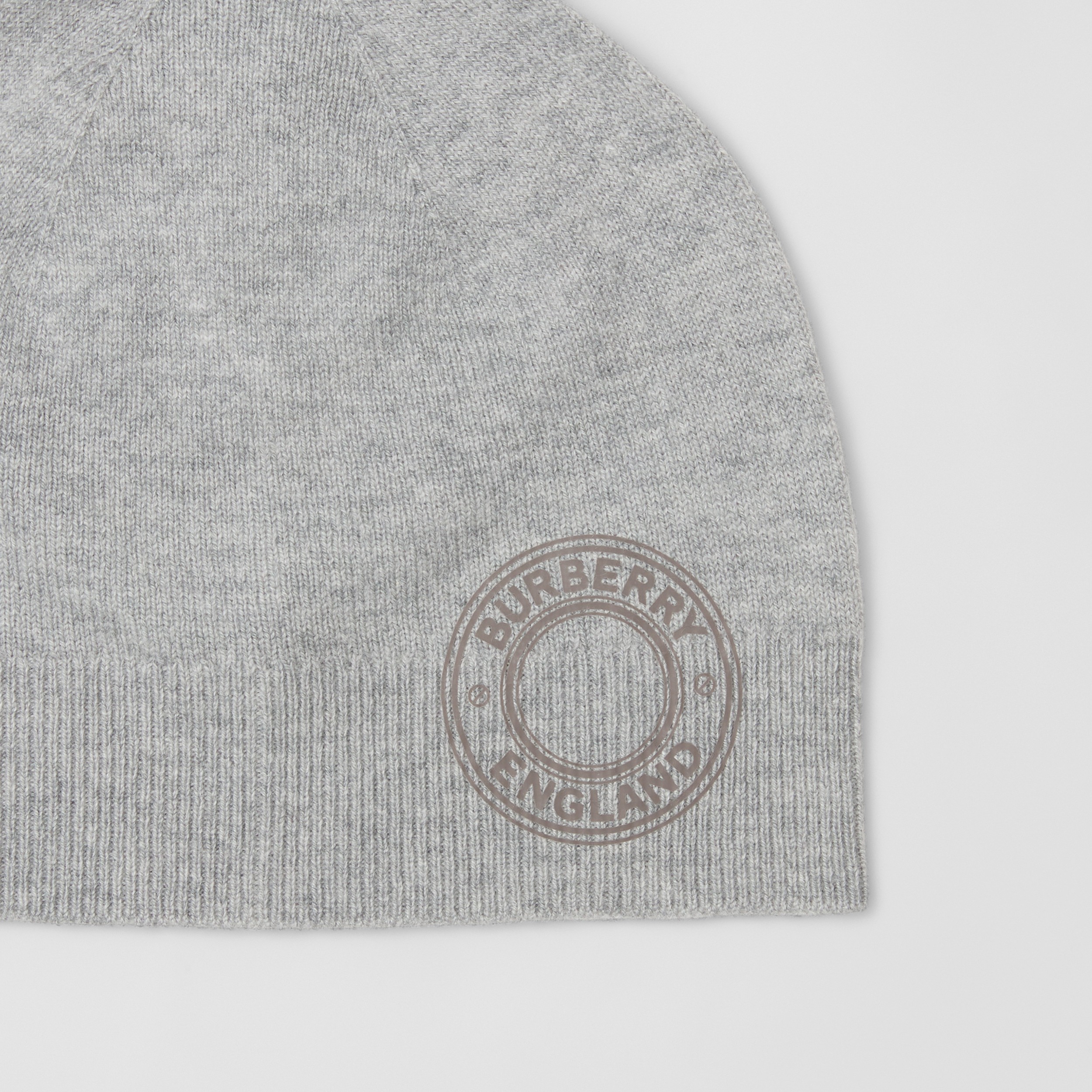 Logo Graphic Cashmere Blend Beanie in Mid Grey Melange | Burberry® Official - 4