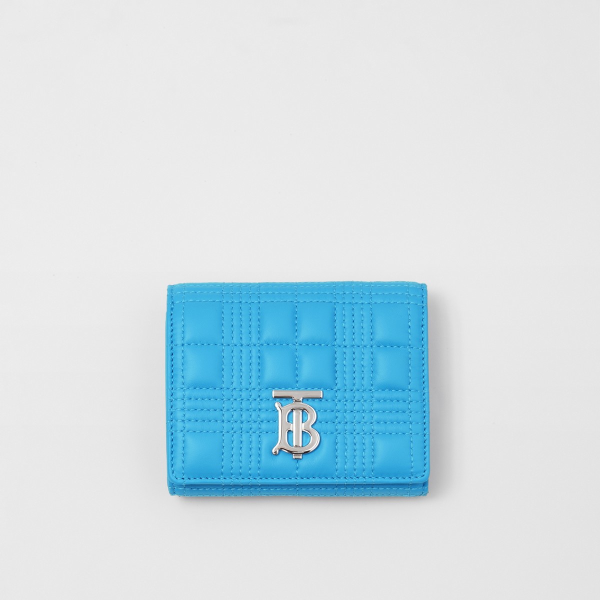Lola Quilted Check Compact Wallet In Bright Sky Blue