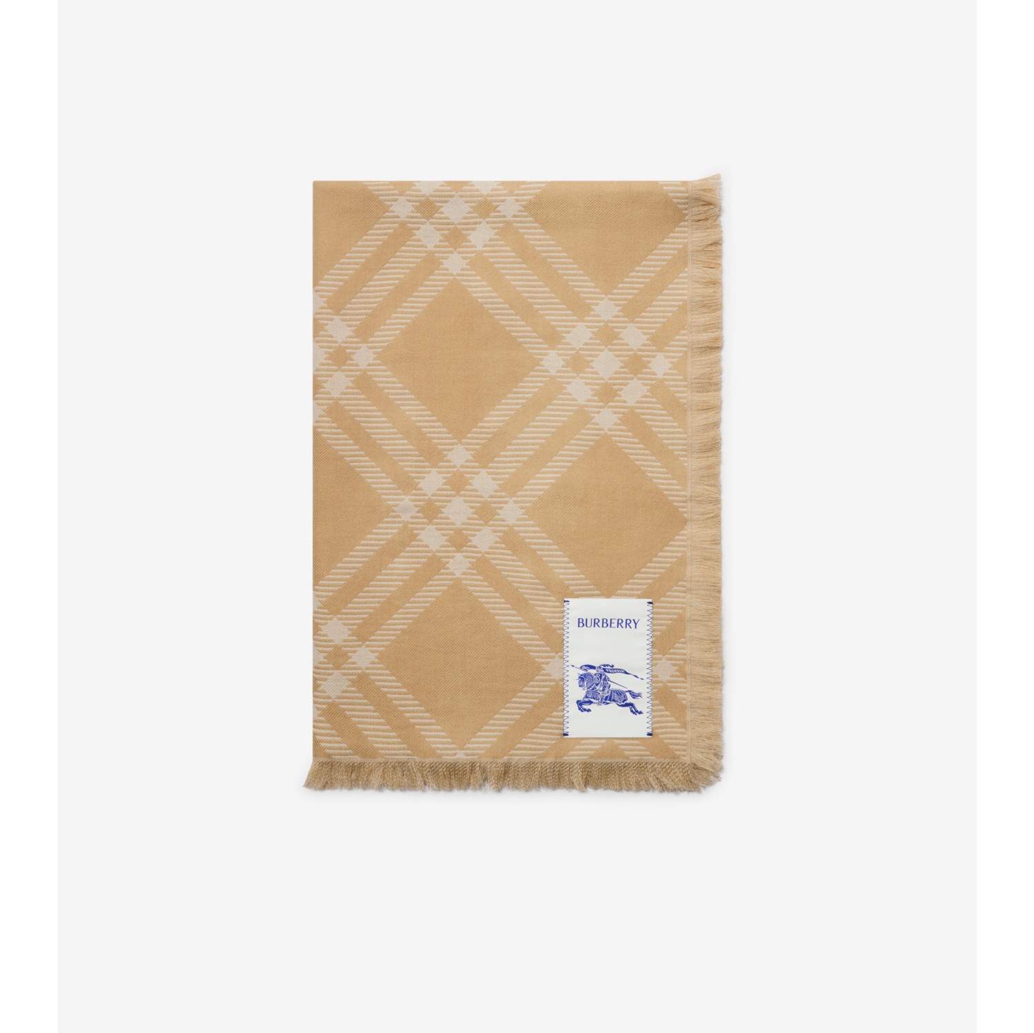 Wide Check Wool Silk Scarf in Sand/ecru | Burberry® Official