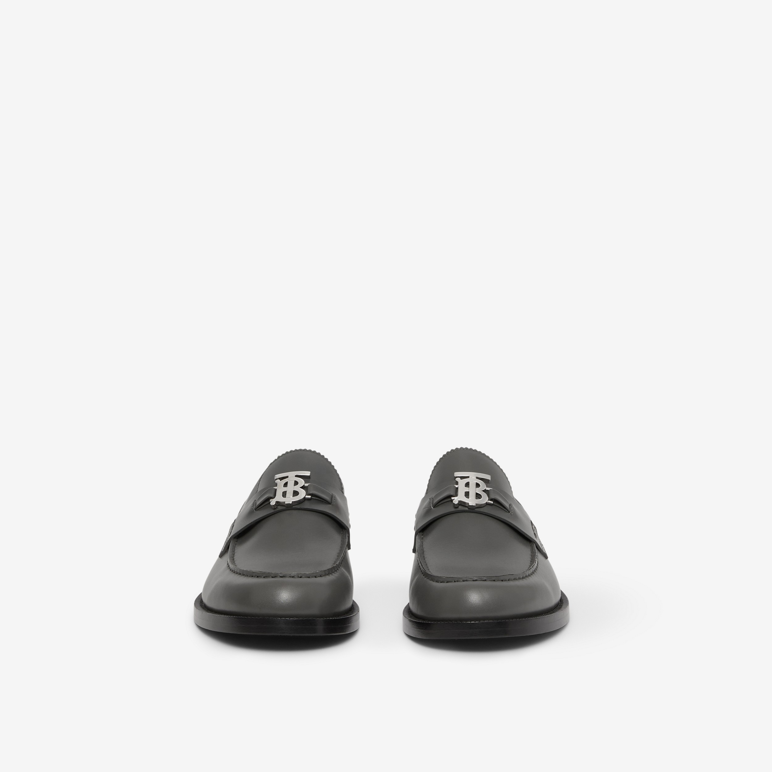 Monogram Motif Leather Loafers in Dark Grey Melange - Men | Burberry® Official - 2