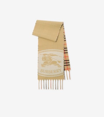 Reversible Knight Stamp Scarf in Sand beige | Burberry® Official