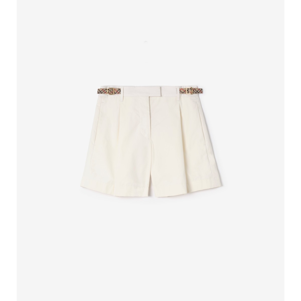  Check Trim Cotton Poplin Shorts