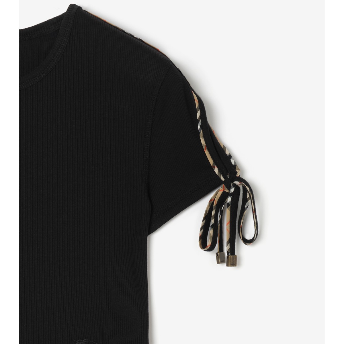  Check Cropped Tie-sleeve T-shirt