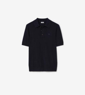 Cashmere Polo Shirt in Navy - Men, Nylon | Burberry® Official