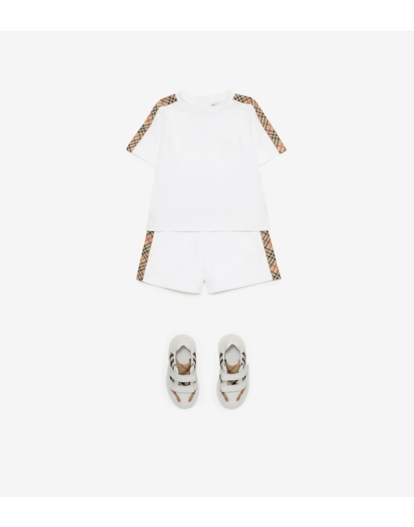 T-shirt in cotone con finiture Check