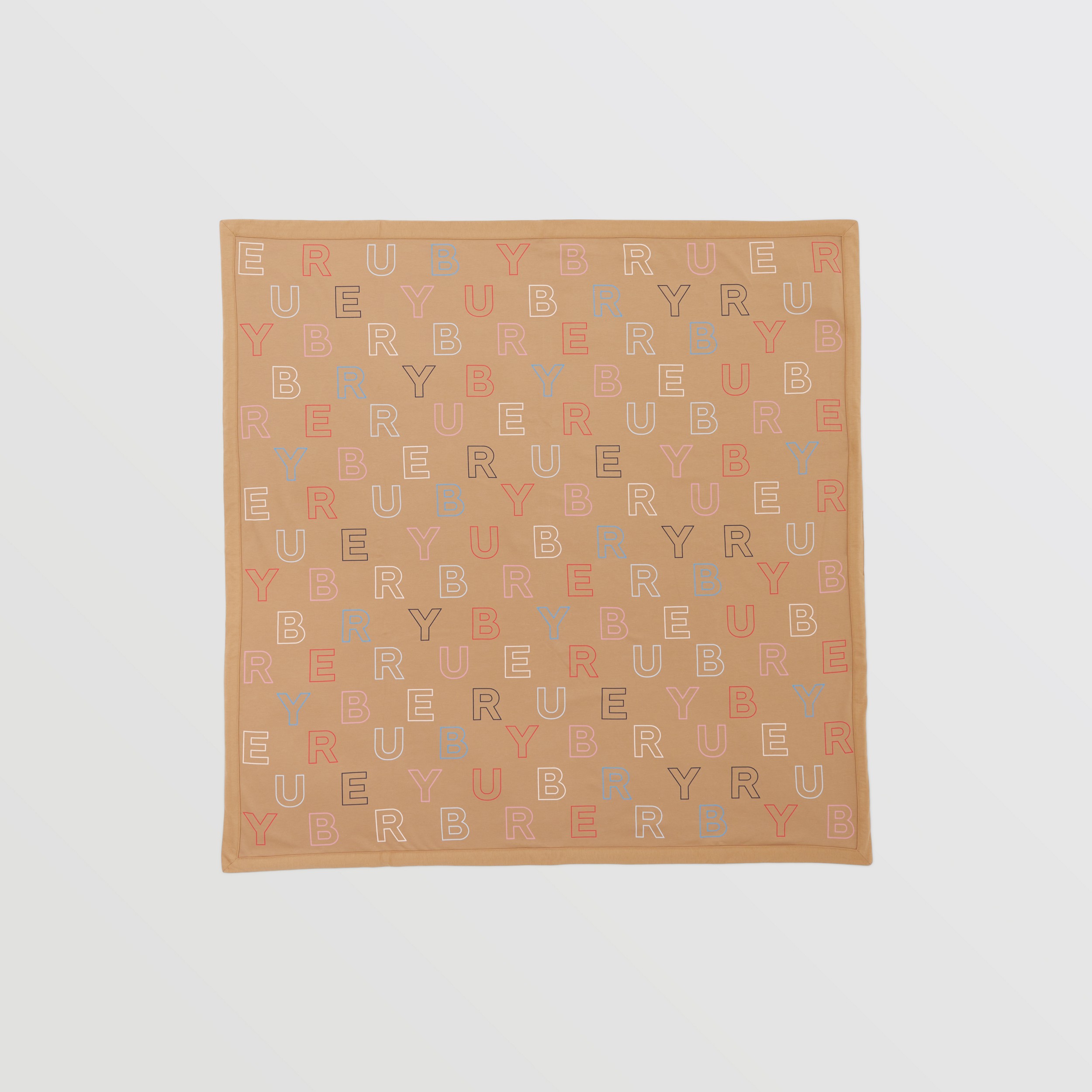 Logo Print Stretch Cotton Baby Blanket – Online Exclusive in Archive Beige - Children | Burberry® Official - 3
