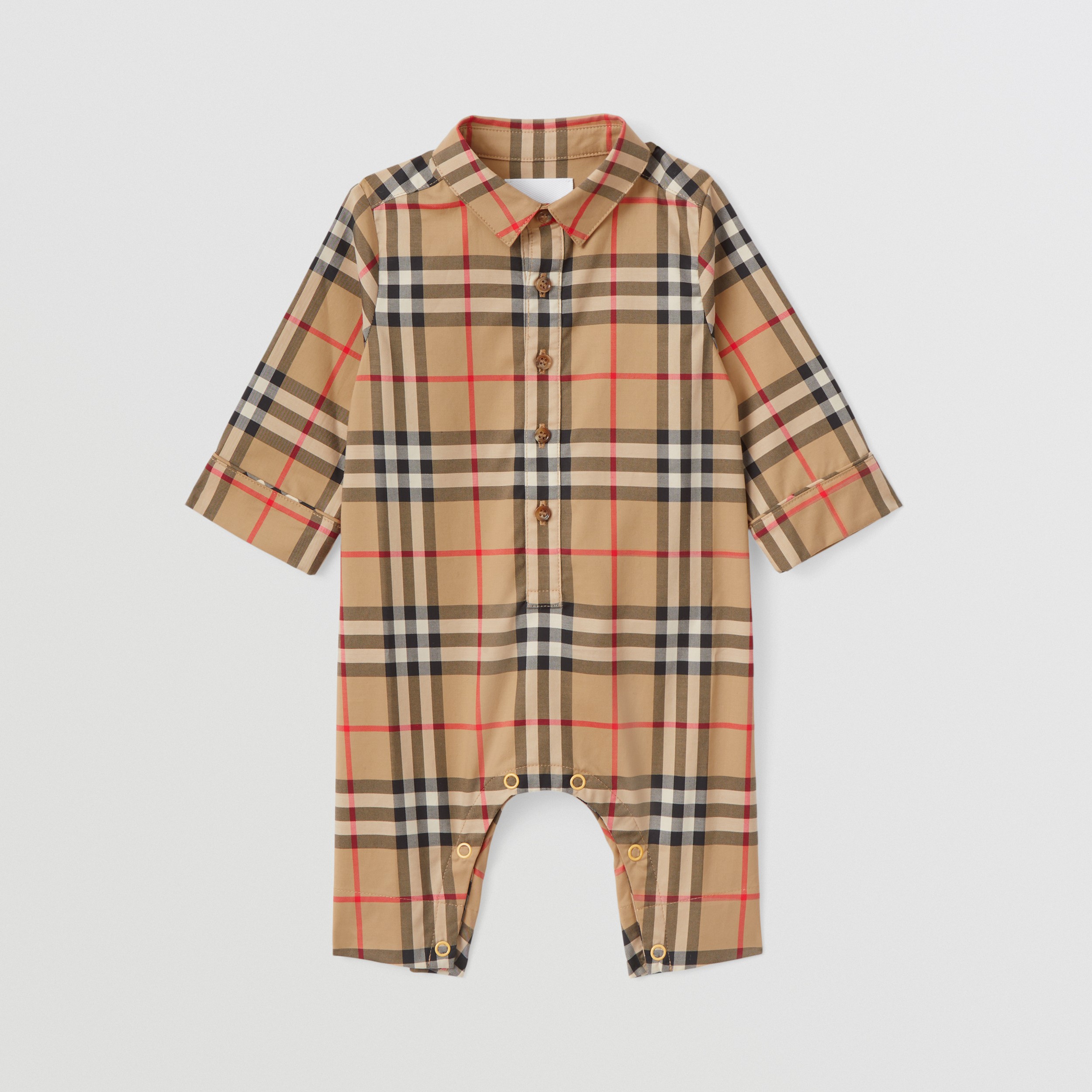 Vintage Check Cotton Twill Jumpsuit in Archive Beige - Children | Burberry® Official - 1
