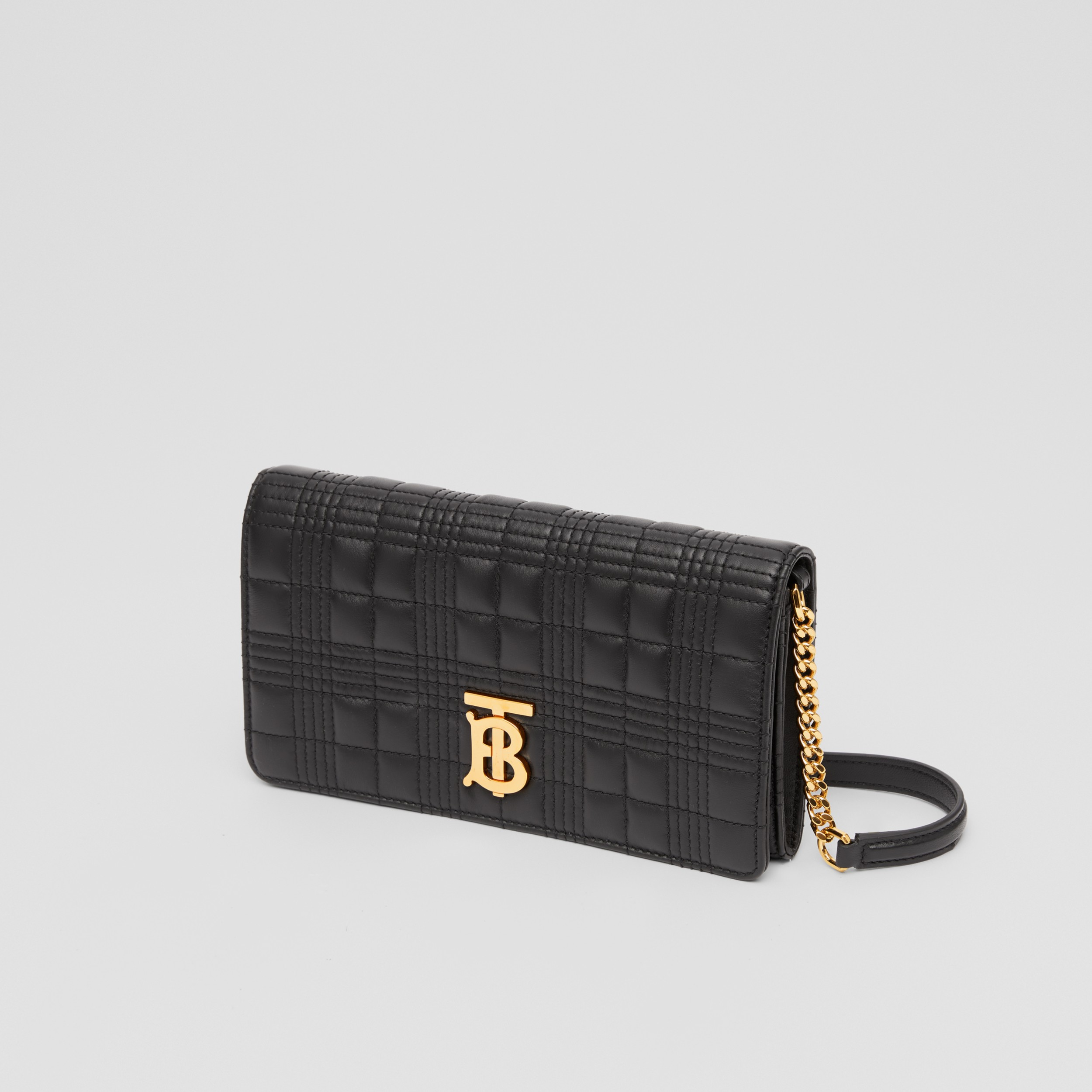 Quilted Leather Lola Wallet with Detachable Strap in Black Women