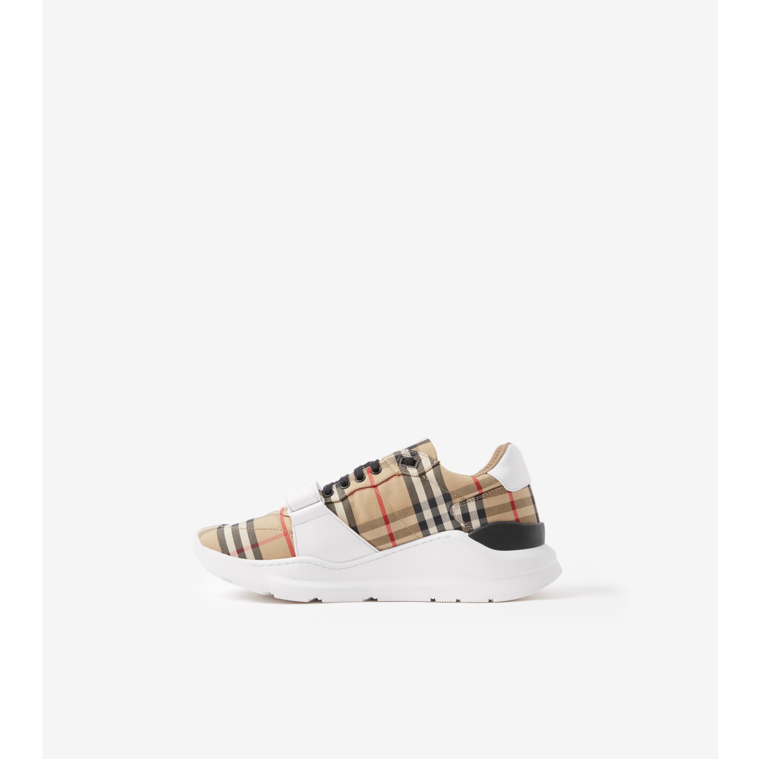 Sneakers en cuir velours, cuir et Check