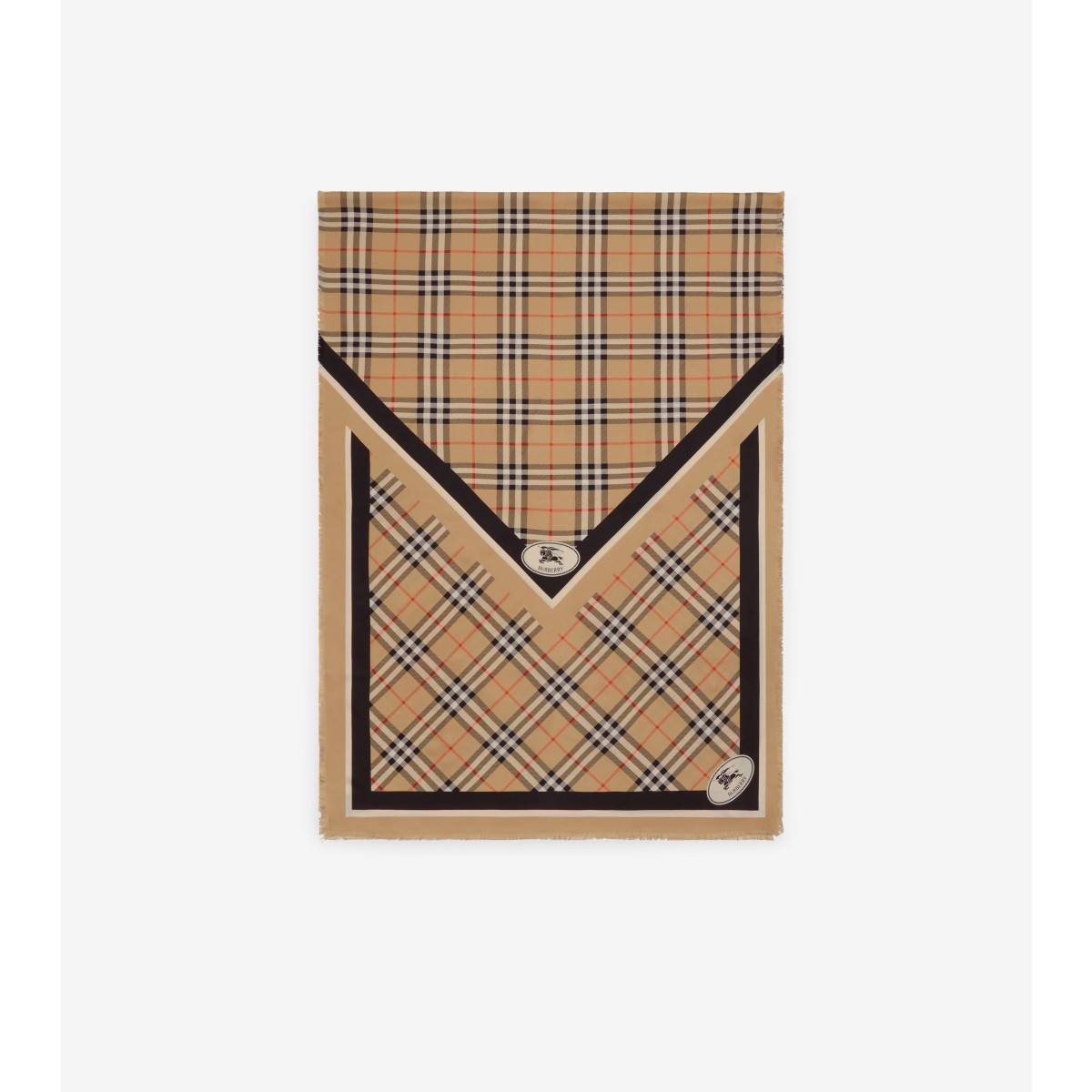  Check Knight Stamp Silk Scarf