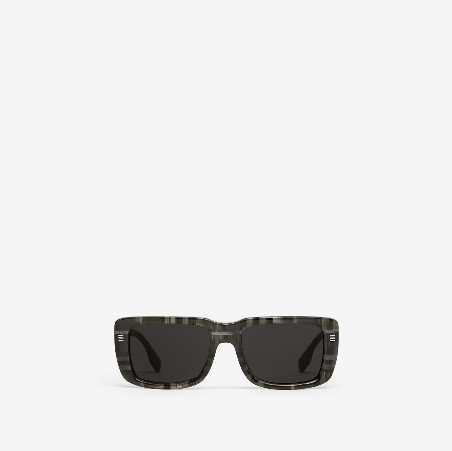 Check Rectangular Frame Sunglasses in Charcoal - Men | Burberry® Official