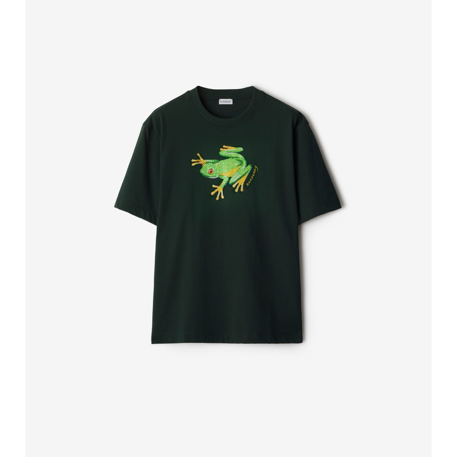 Crystal Frog Cotton T-shirt in Jungle - Men | Burberry® Official