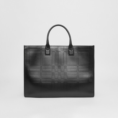 burberry black leather tote bag