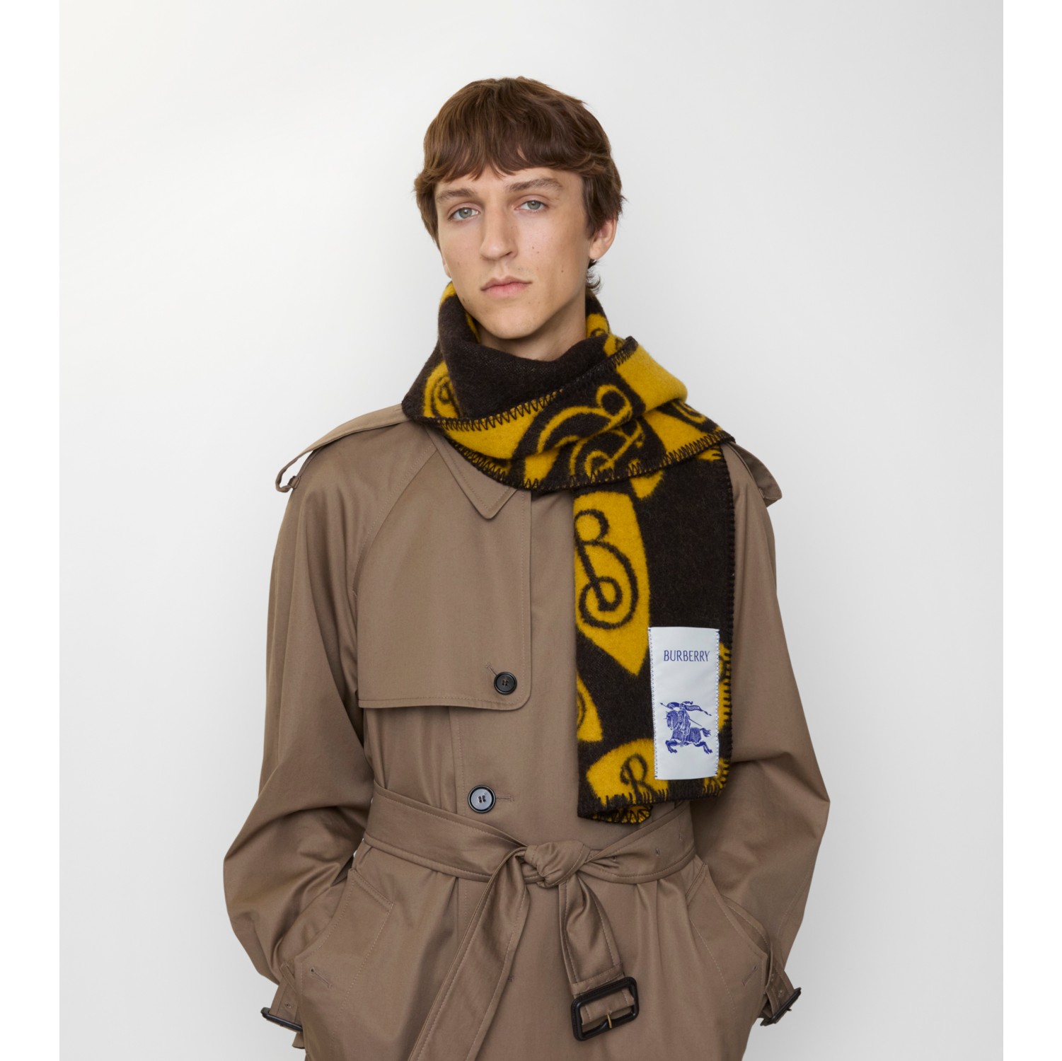 Cascading B Shield Wool Scarf
