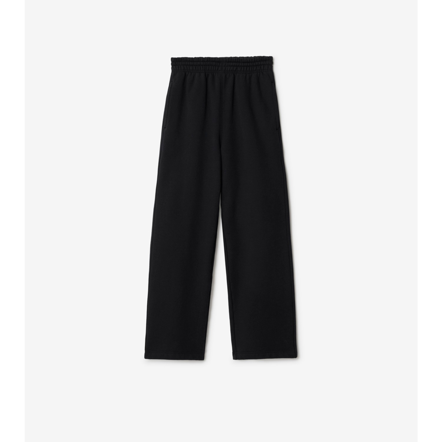 Women's Super Combed Cotton Rich Relaxed Fit Trackpants With Contrast Side  Piping and Pockets - Black