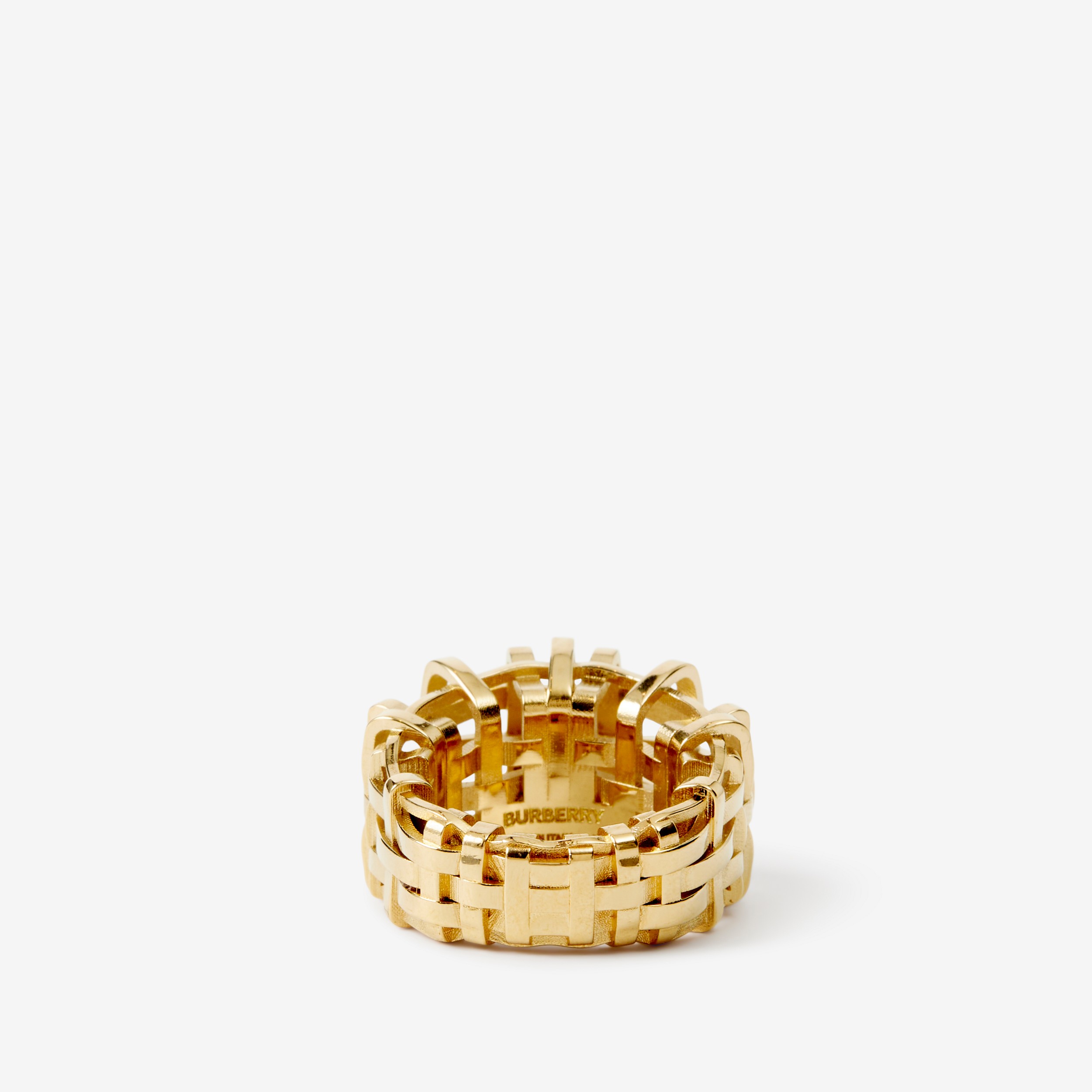 Check Gold-plated Ring in Light - Women | Burberry® Official - 2