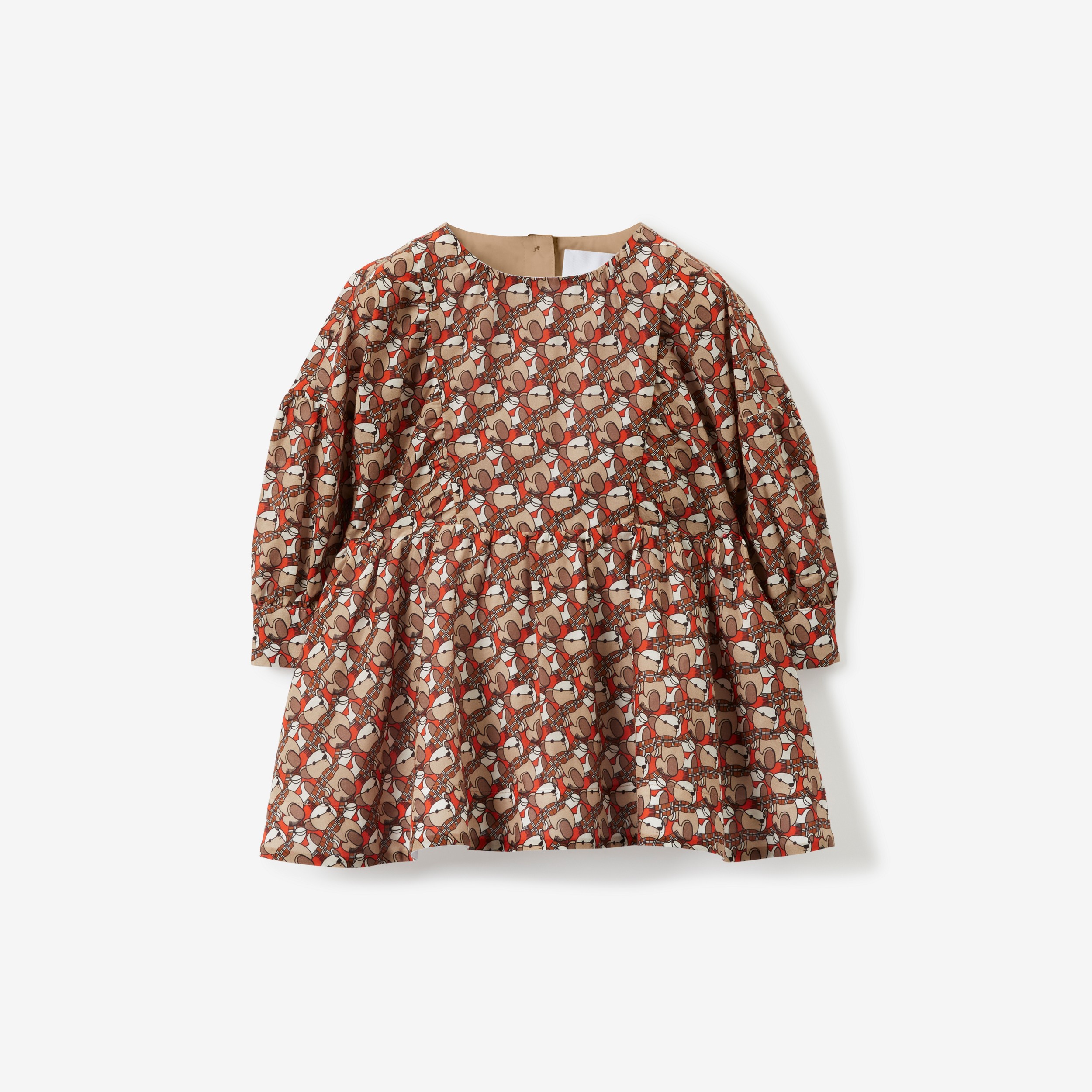Kleid aus Baumwolle und Seide mit Thomas Teddybär-Print (Orangerot) - Kinder | Burberry® - 1