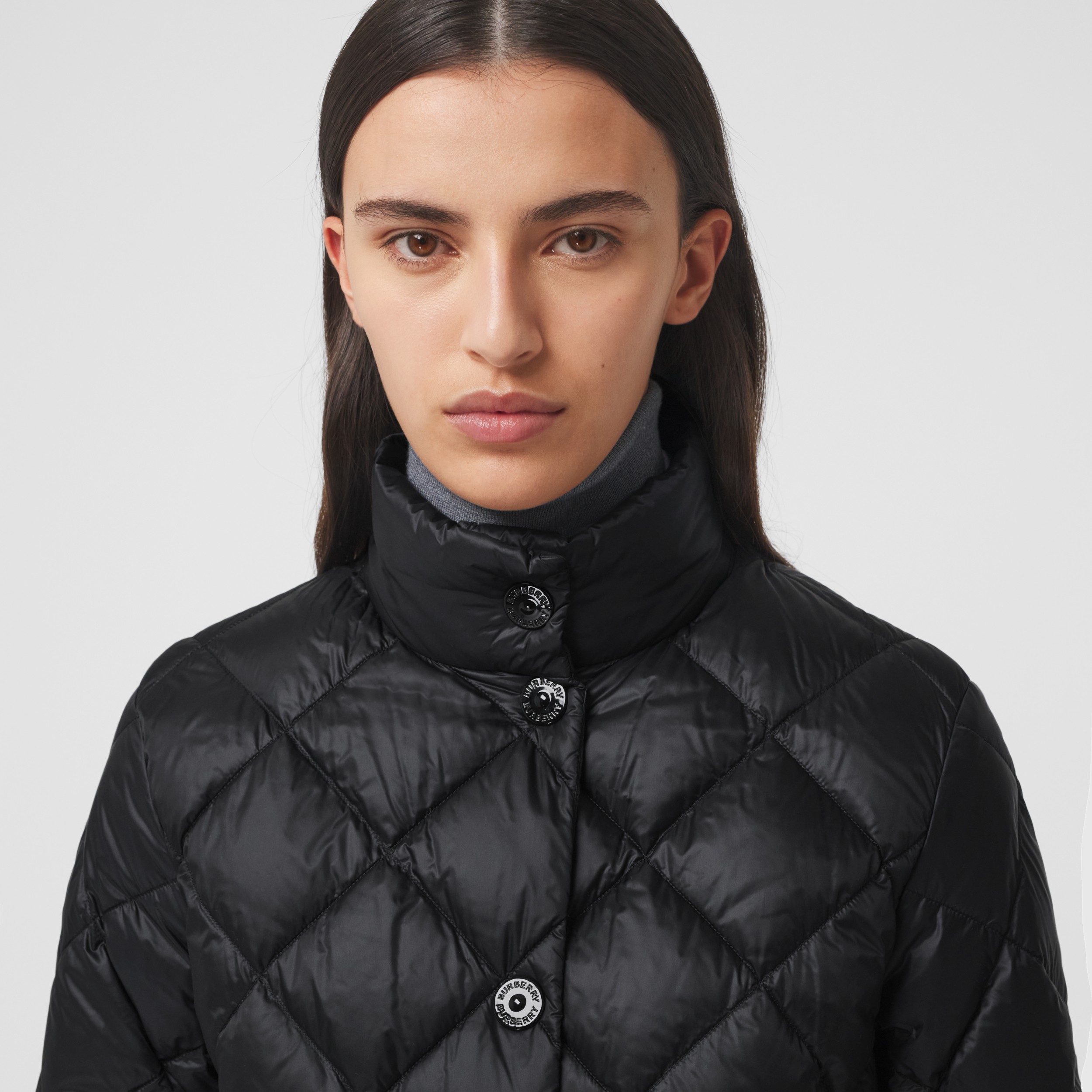 Diamond Quilted Down-filled Jacket in Black - Women | Burberry United ...