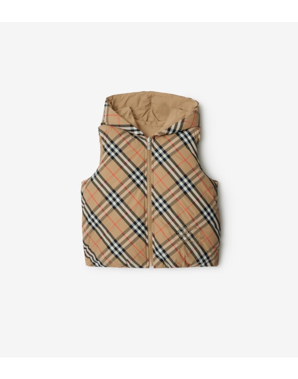 Reversible Check Nylon Padded Gilet