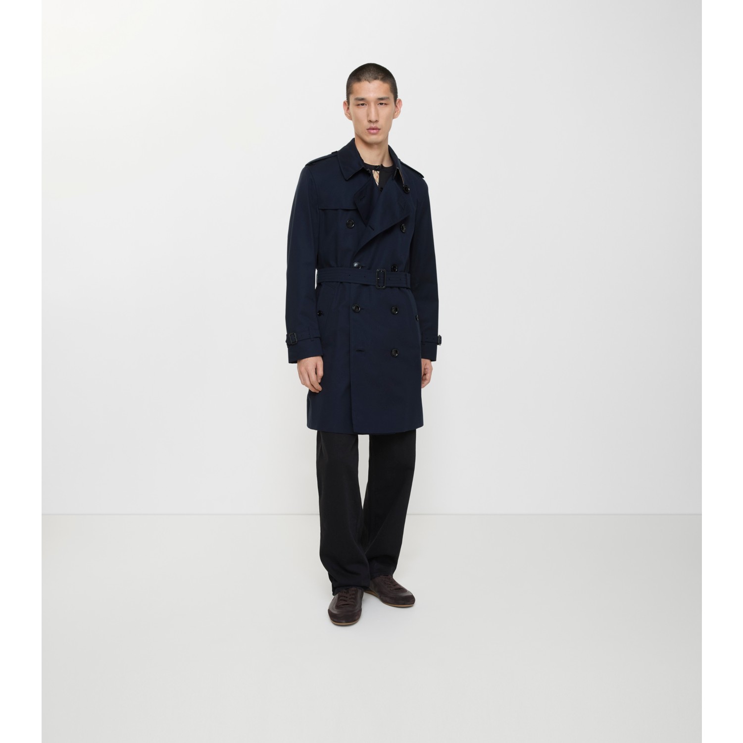 Mid-length Kensington Heritage Trench Coat in Coal blue - Men, Cotton Gabardine | Burberry® Official