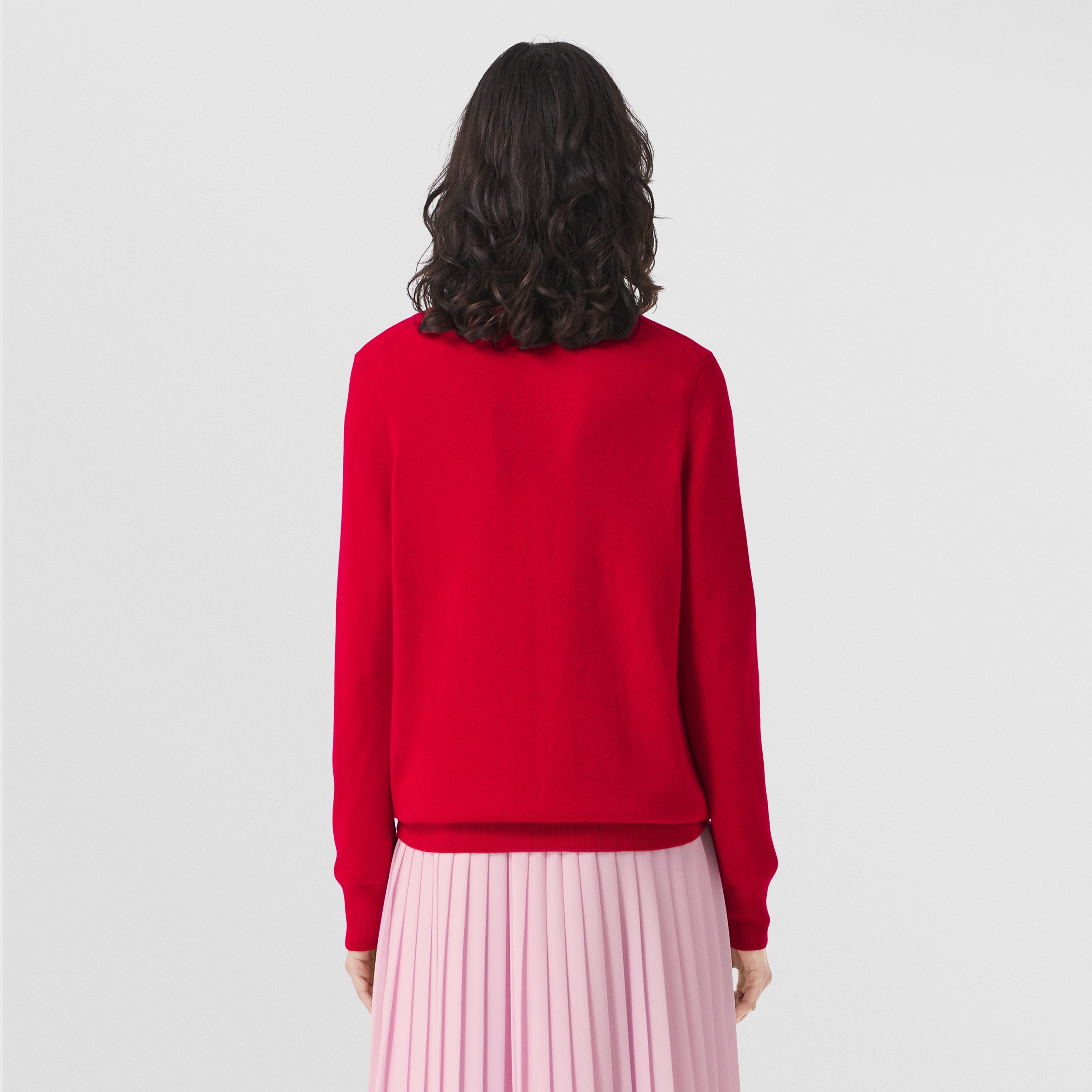 Stripe Detail Cashmere Sweater in Bright Red - Women | Burberry® Official - 3