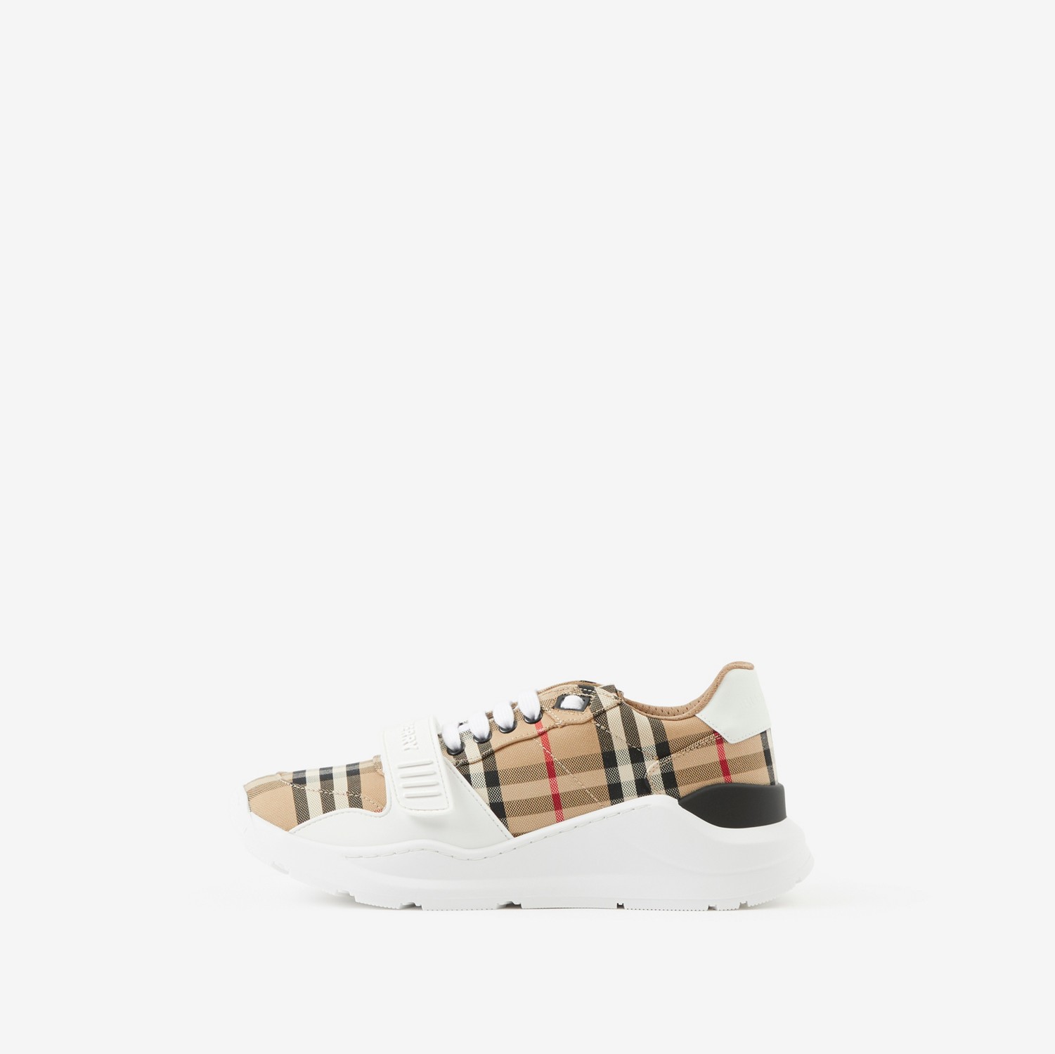 Check and Leather Sneakers in Archive beige - Women Check and Leather Sneakers in Archive beige - Women