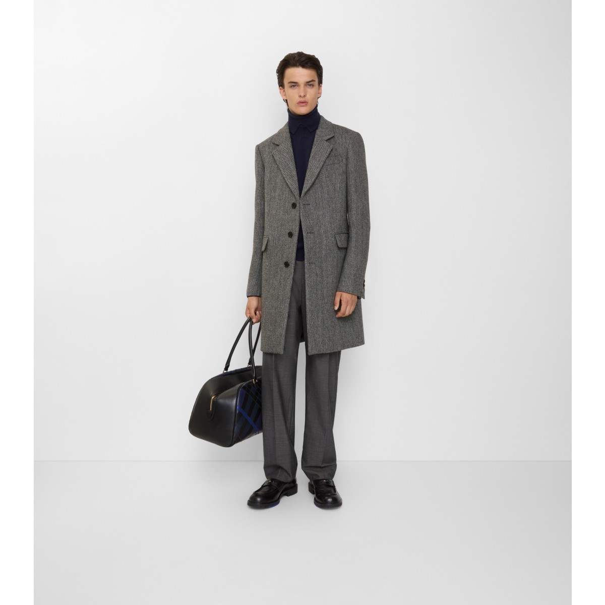 Check Herringbone Tailored Coat