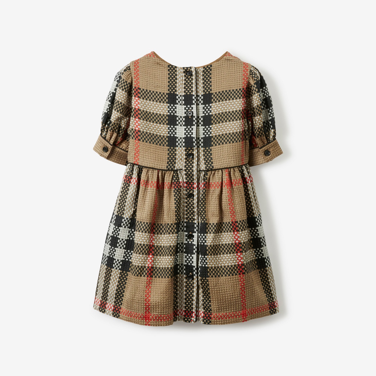 Check Stretch Silk Dress in Archive Beige - Children | Burberry® Official