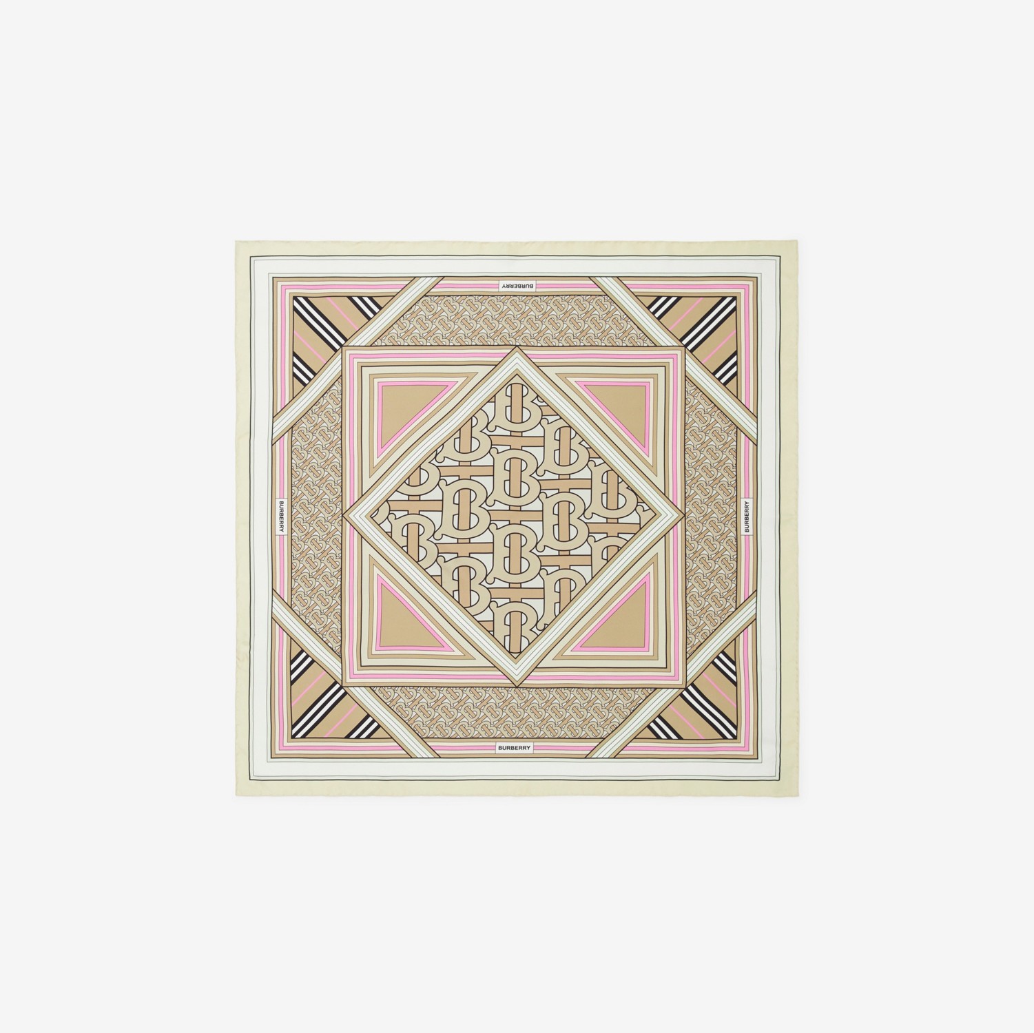 Foulard in seta con collage di stampe (Beige/rosa Pallido) | Sito ufficiale Burberry®