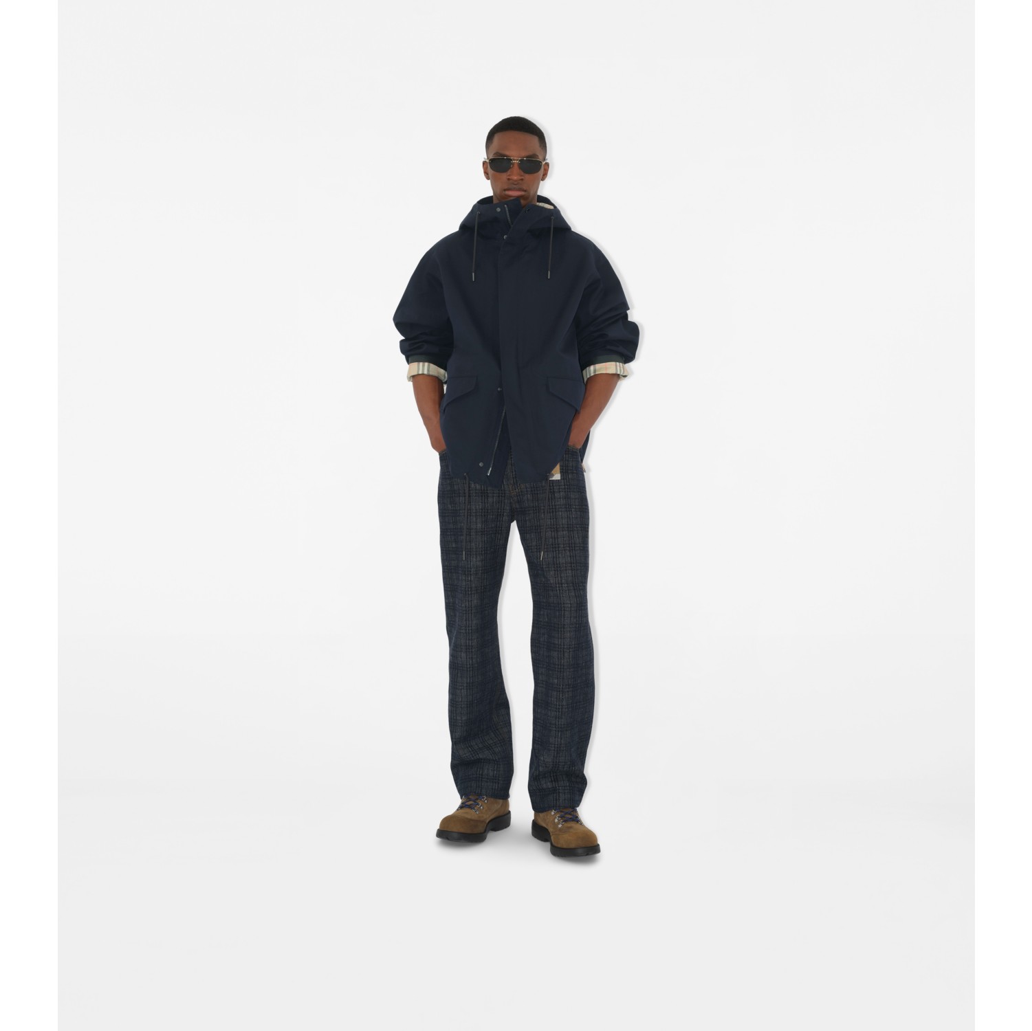 Parka courte en gabardine liée