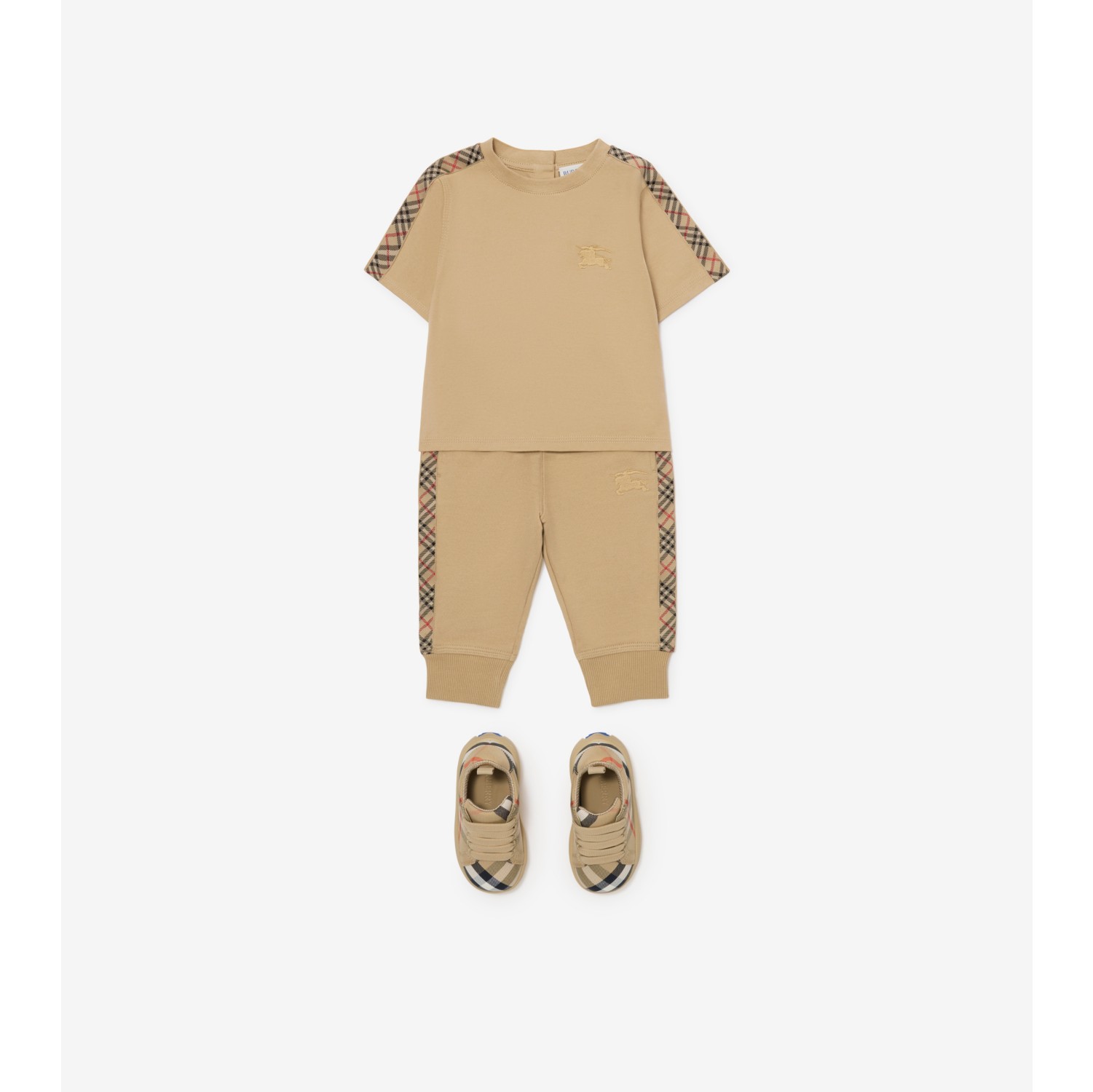 チェックトリム コットンTシャツ