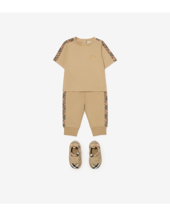 チェックトリム コットンTシャツ