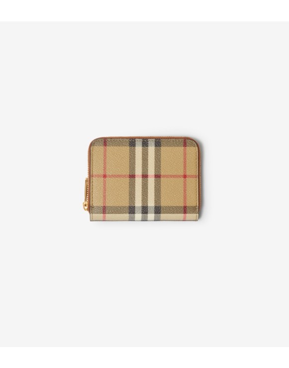 Small Check Zip Wallet
