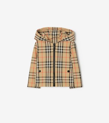 Check Nylon Hooded Jacket in Sand beige | Burberry® Official