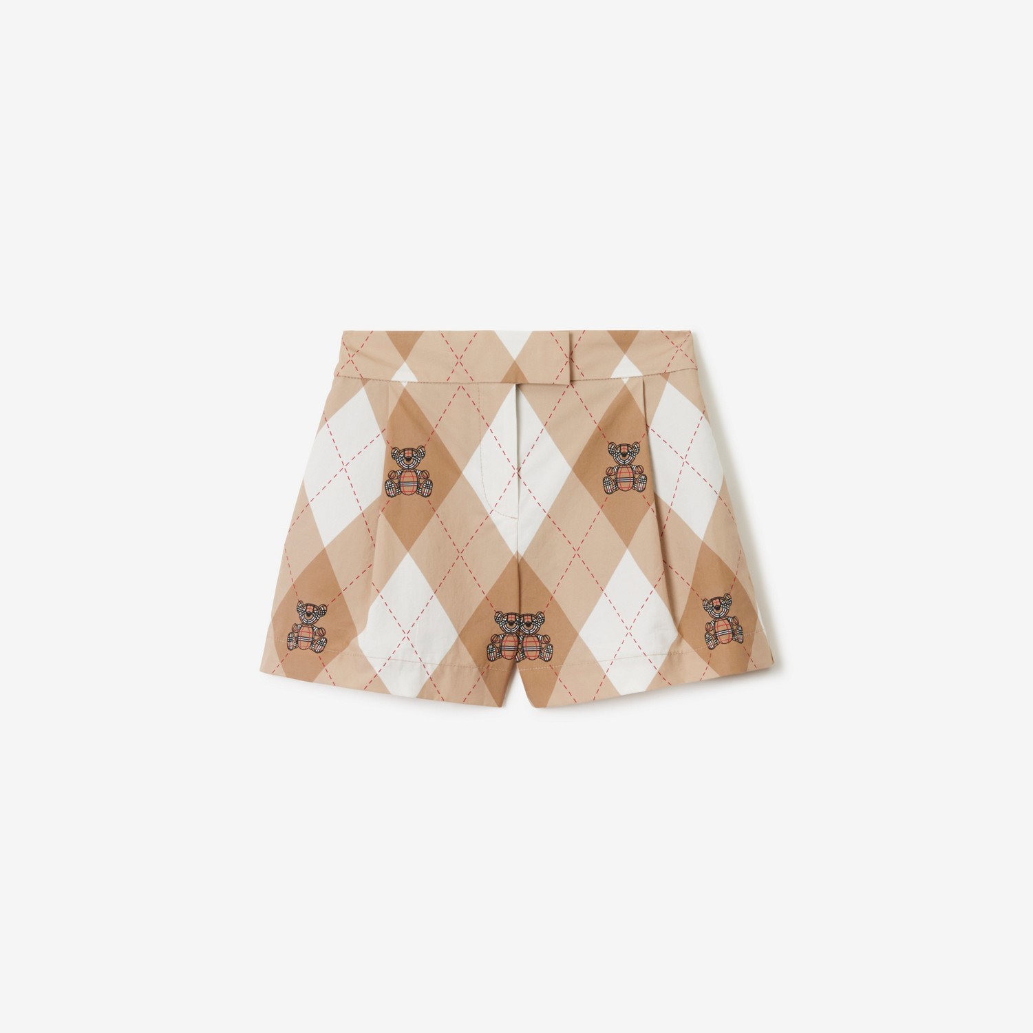 Thomas Bear Argyle Print Cotton Shorts in Soft Fawn | Burberry® Official