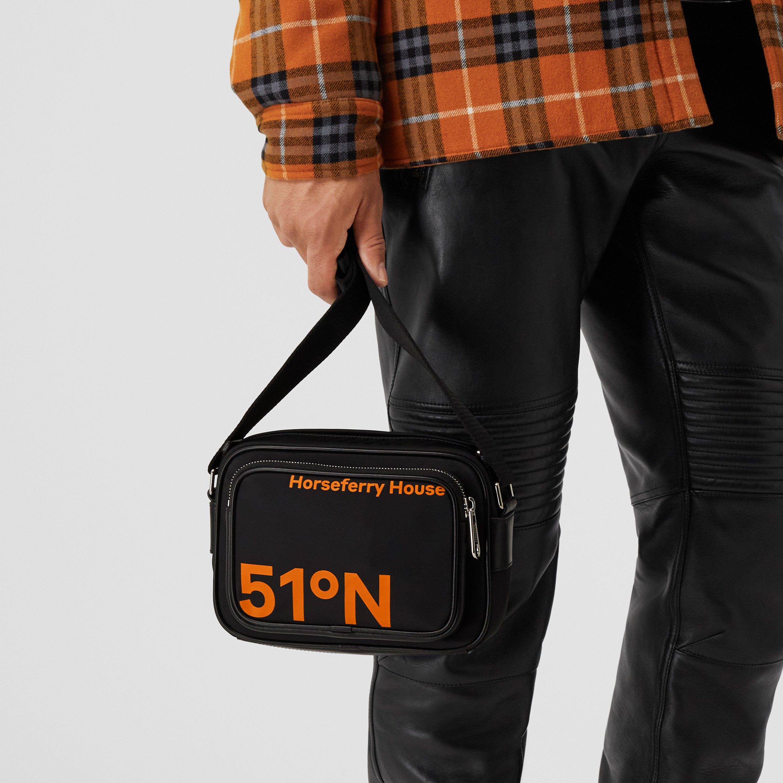 Coordinates Print Nylon Paddy Bag in Black/orange - Men | Burberry® Official - 3