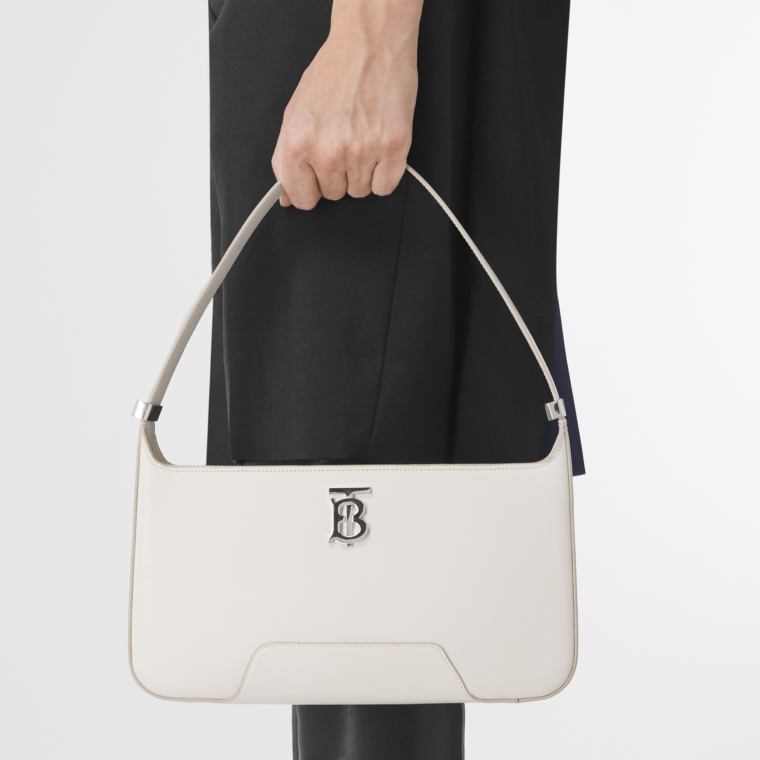 Leather TB Shoulder Bag in Pale Vanilla - Women | Burberry® Official - 3