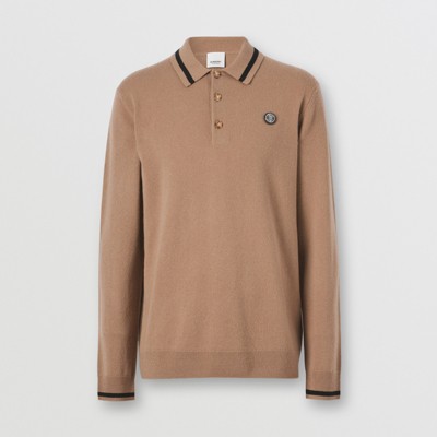 men's cashmere polo shirt long sleeve