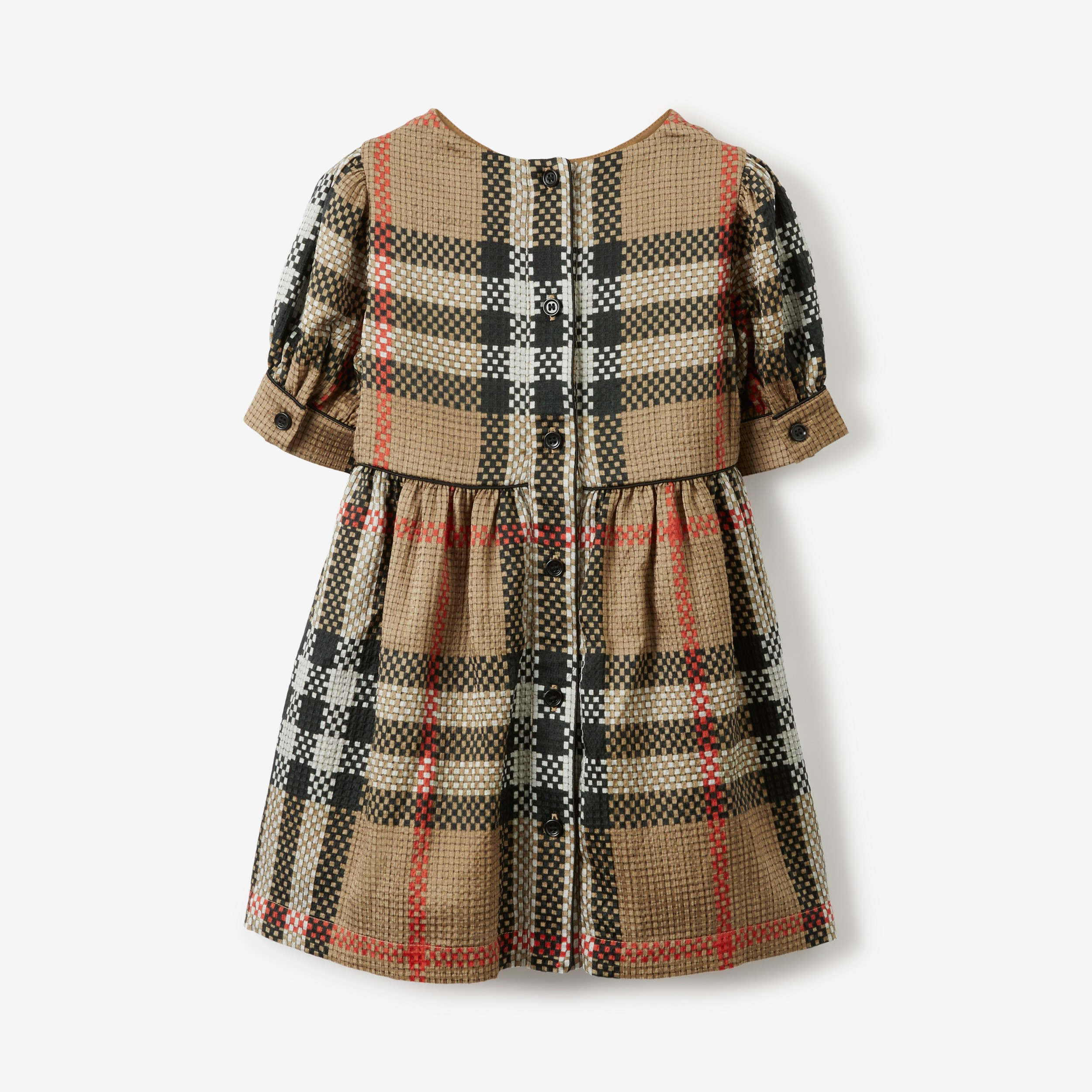 Check Stretch Silk Dress in Archive Beige - Children | Burberry® Official - 2