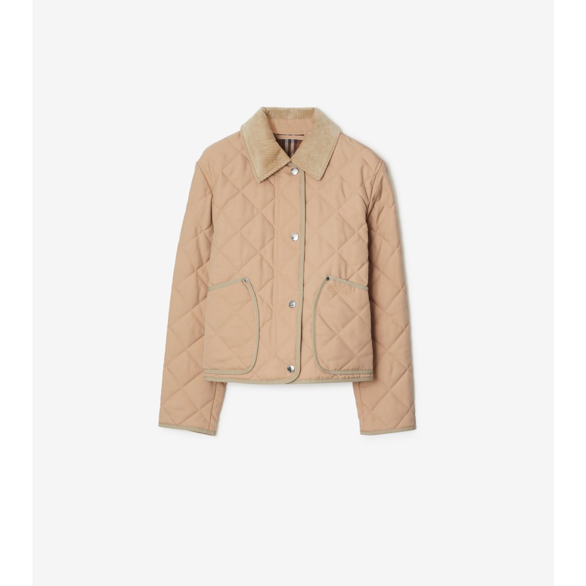 Shop Burberry Cropped Quilted Thermoregulated Barn Jacket In Soft Fawn