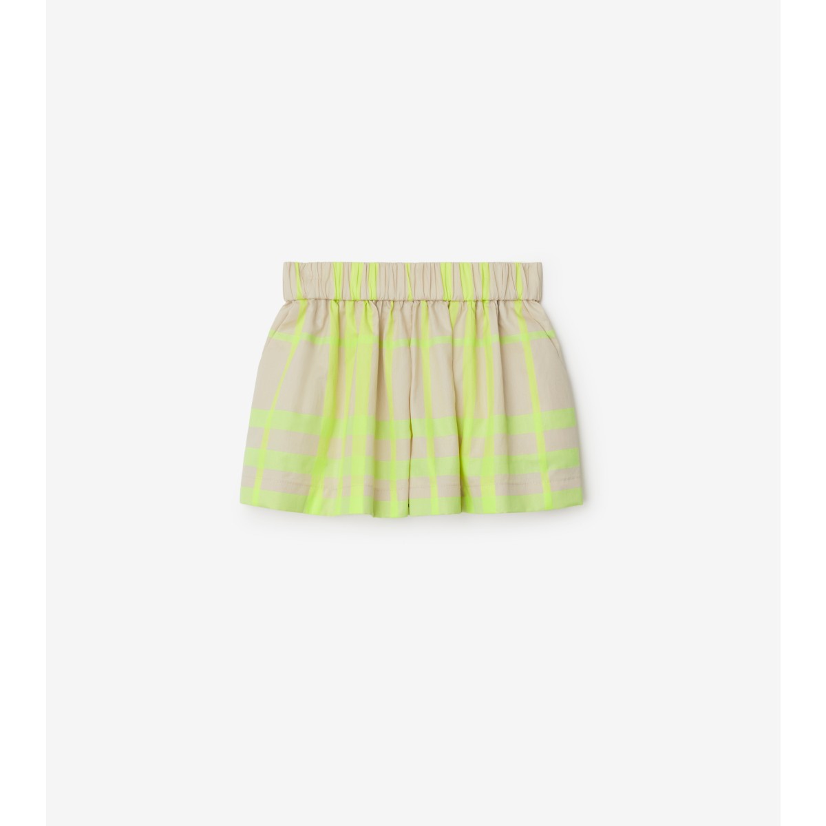 Burberry Childrens Check Cotton Blend Shorts In Vivid Lime