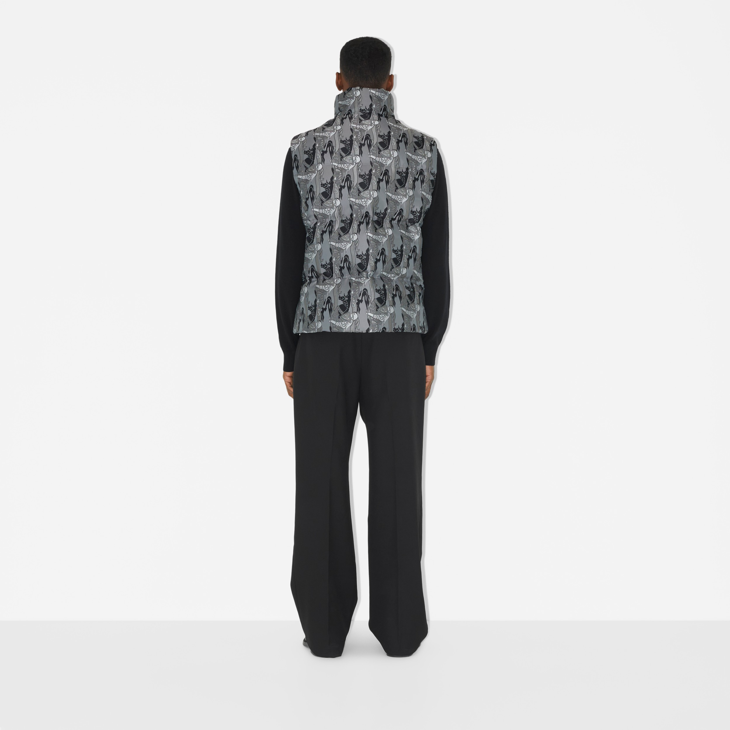 EKD Silk Blend Jacquard Puffer Gilet in Monochrome - Men | Burberry® Official - 4