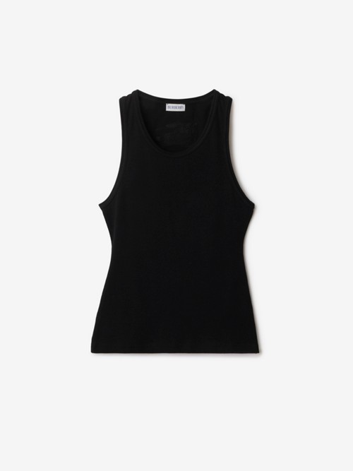 Shop Burberry Stretch Cotton Tank Top In Black