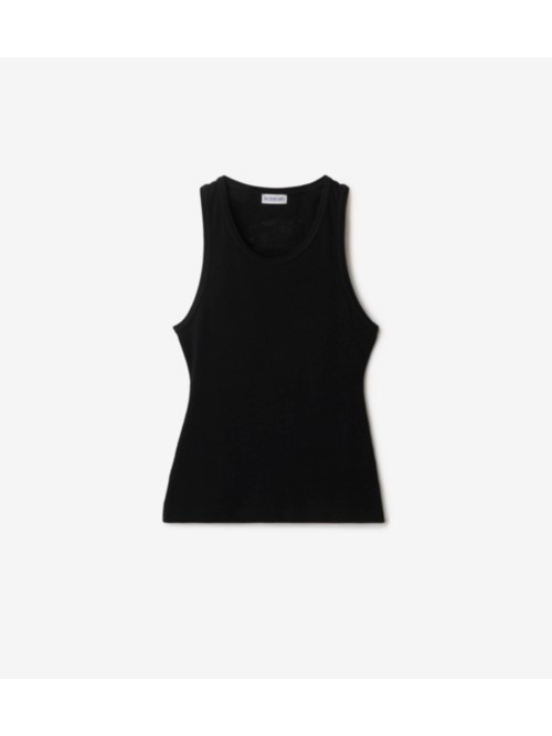 Shop Burberry Stretch Cotton Tank Top In Black