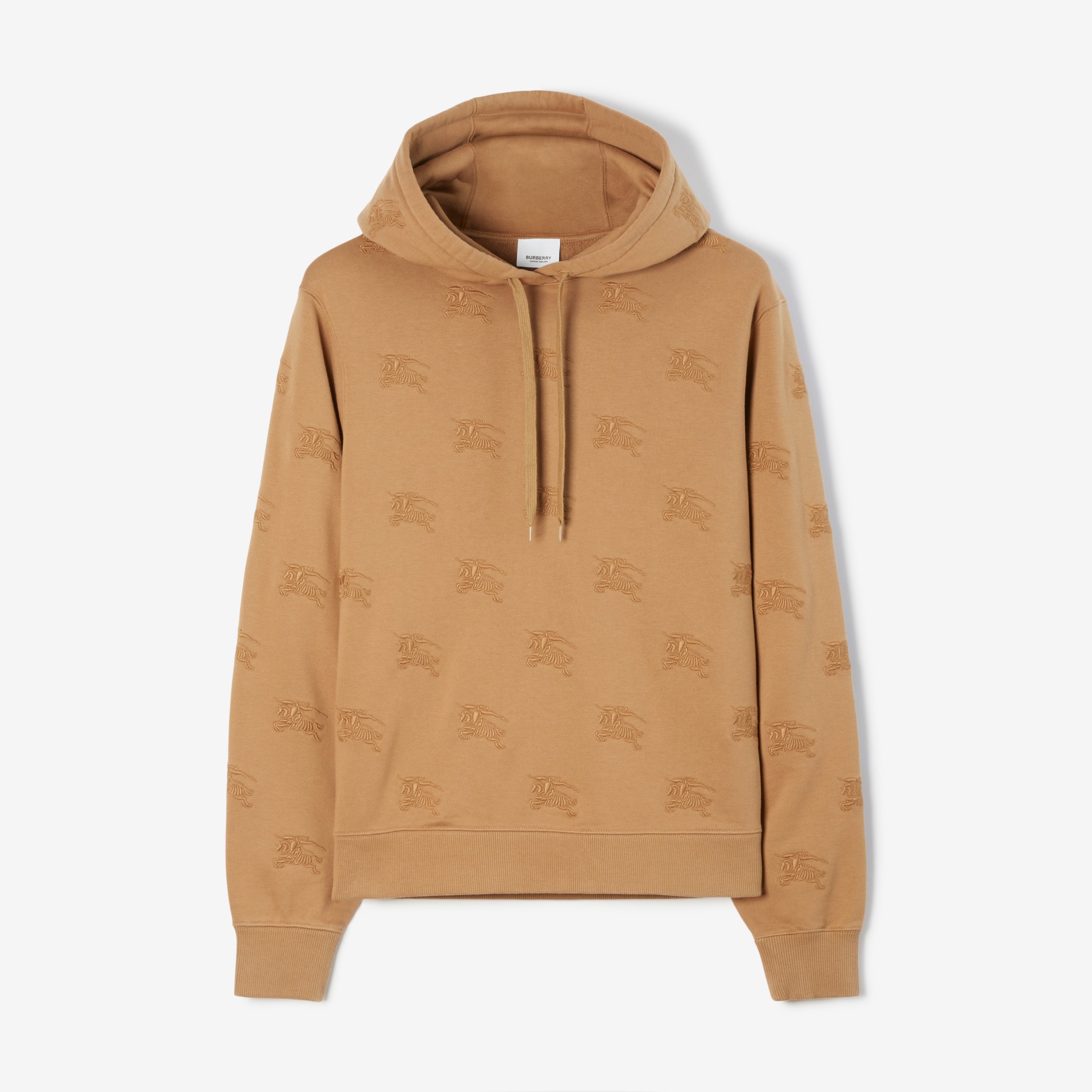 Embroidered EKD Cotton Hoodie in Camel - Women | Burberry® Official