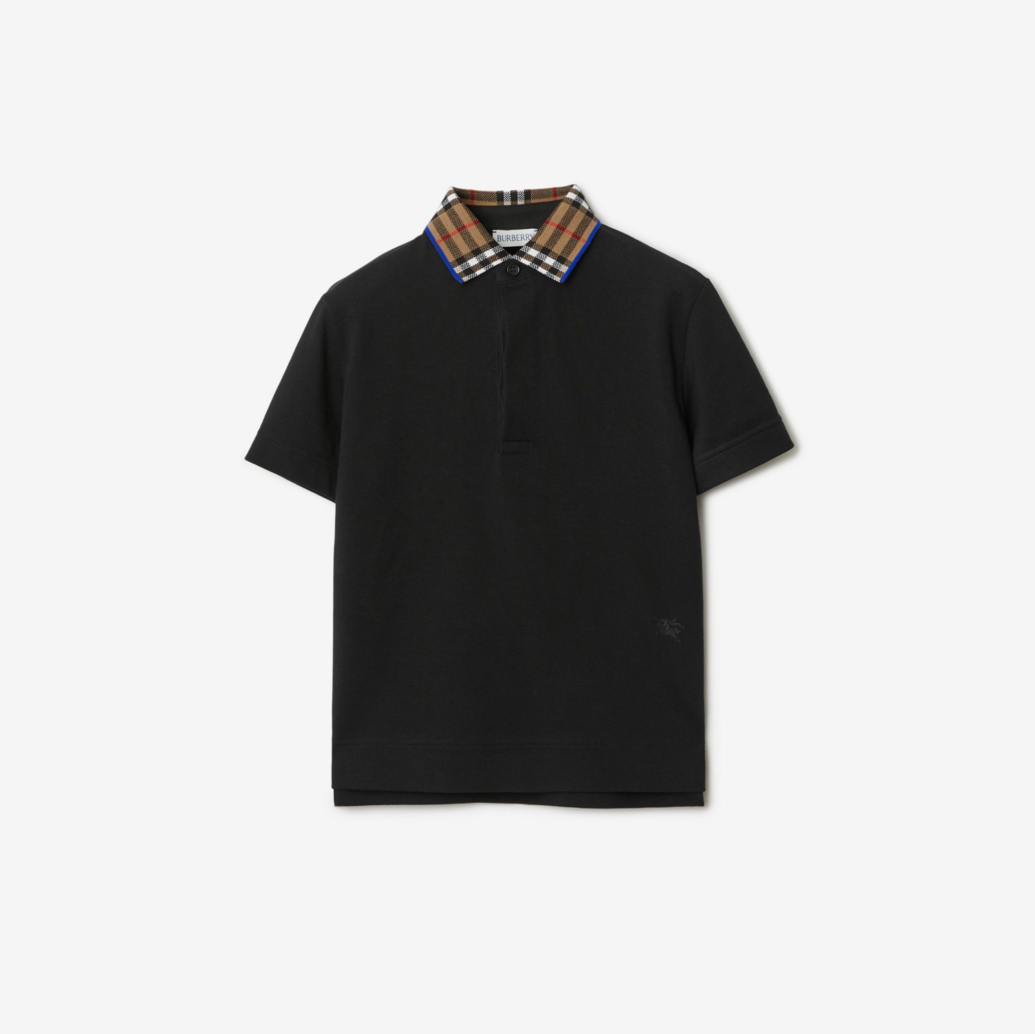 Check Collar Cotton Polo Shirt in Black | Burberry® Official