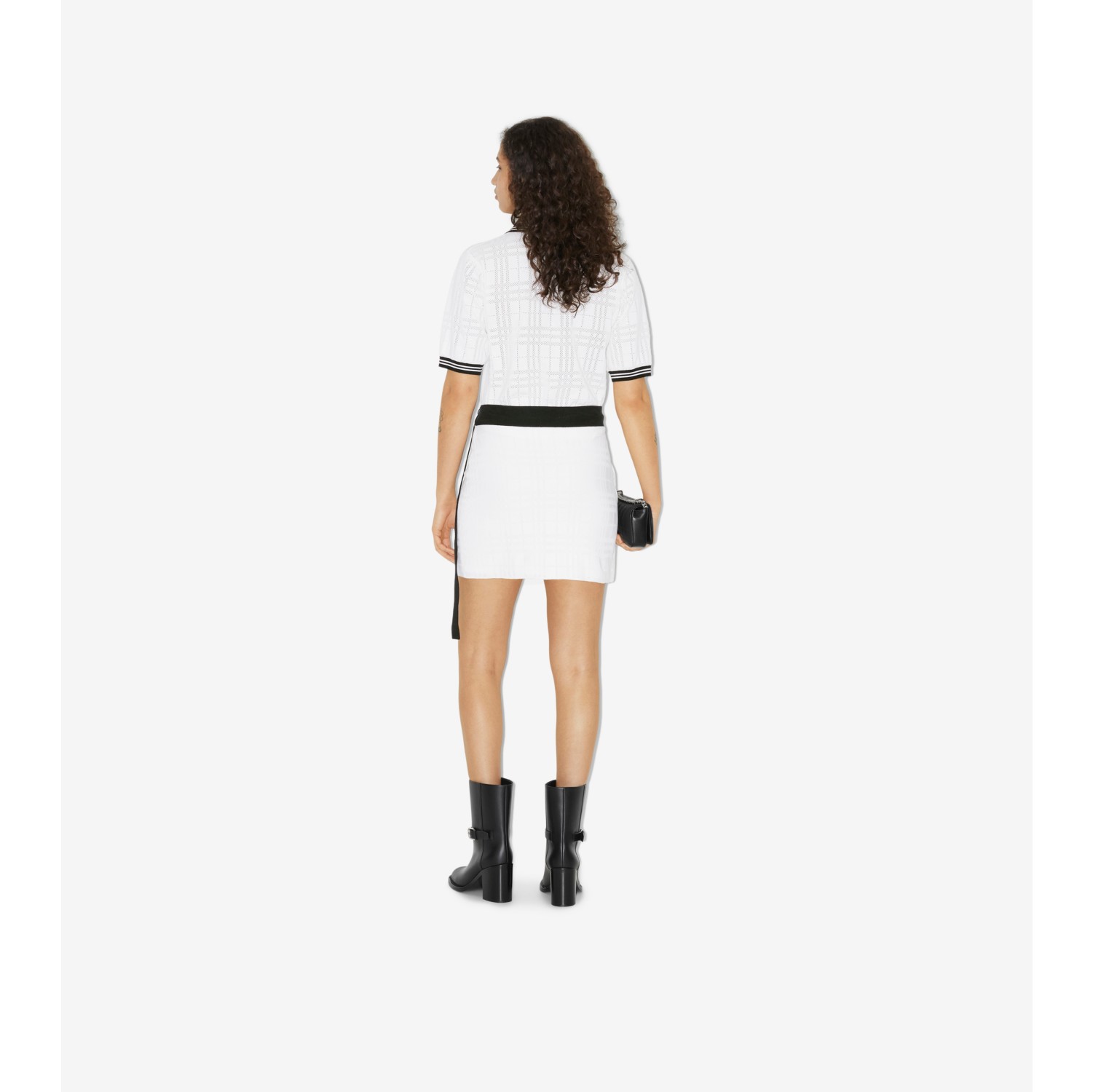 Check Technical Cotton Polo Shirt in White - Women | Burberry® Official