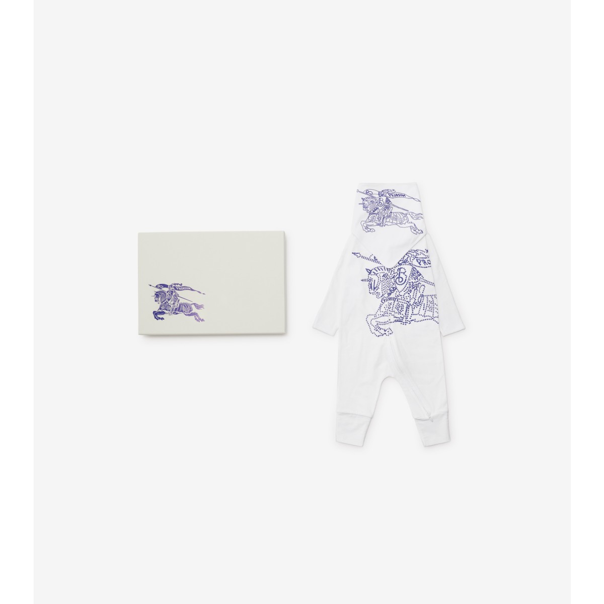 Shop Burberry Childrens Ekd Cotton Two-piece Baby Gift Set In White