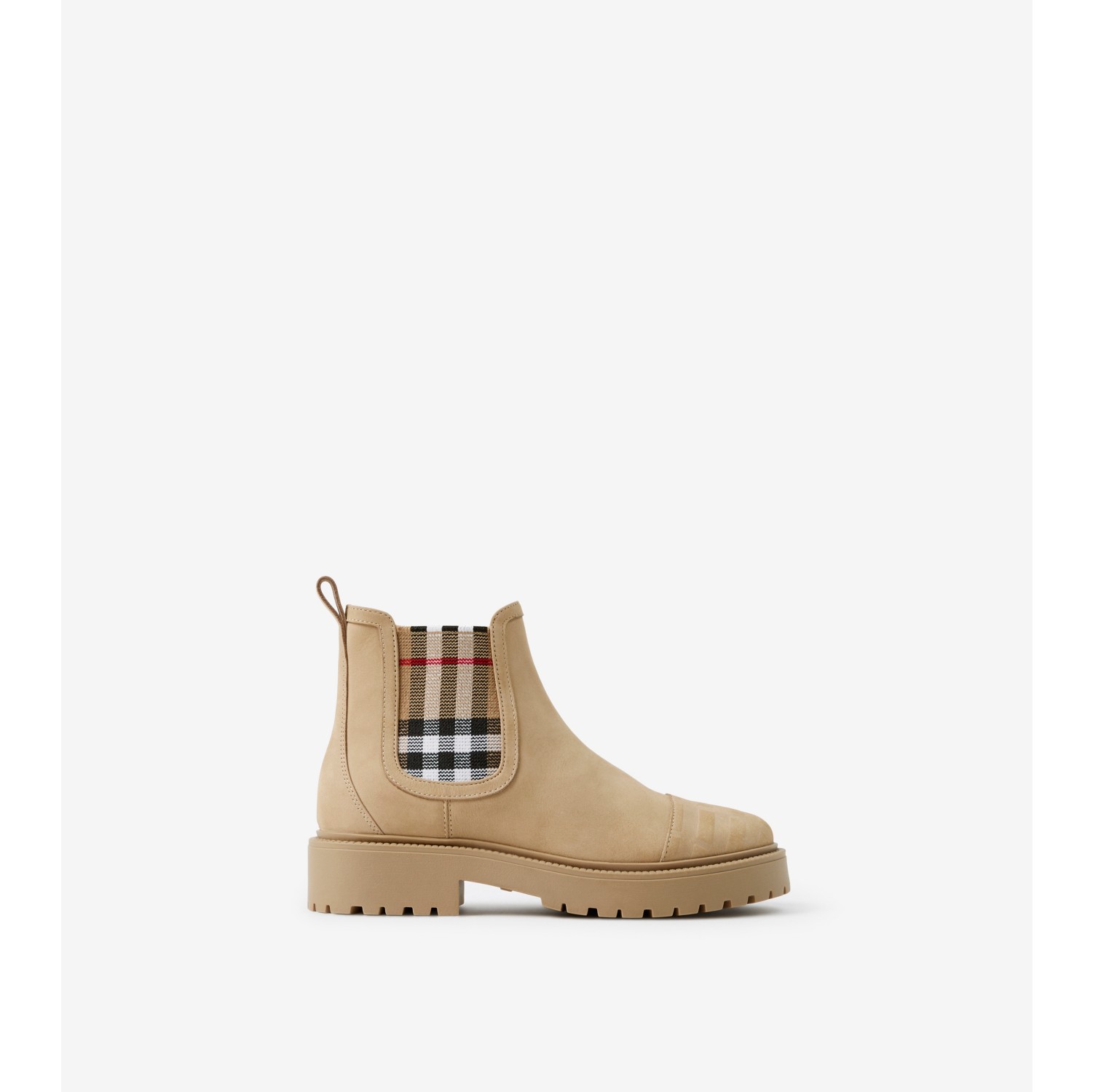 Bottines Chelsea en nubuck avec Check Beige d archive Enfant